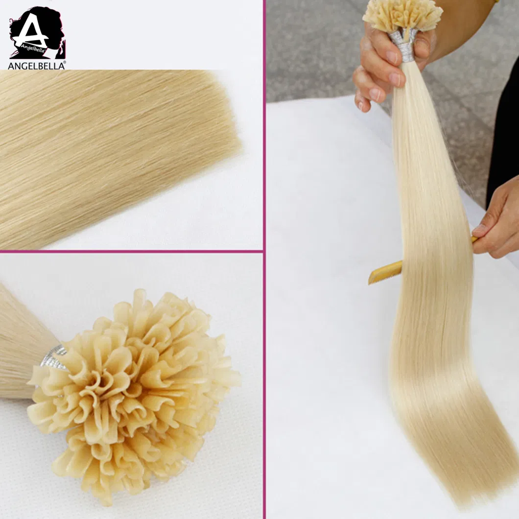 Angelbella Silky Straight Style Hair Extensions U Nail Tip 60z# Virgin Human Hair Extension