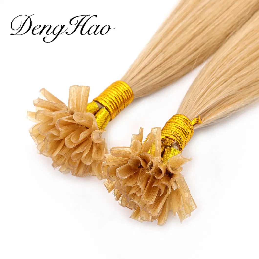 Wholesale Unprocessed Human Remy Hair Prebonded Thick End Italy Keratin I V U Flat Tip Hair Extension