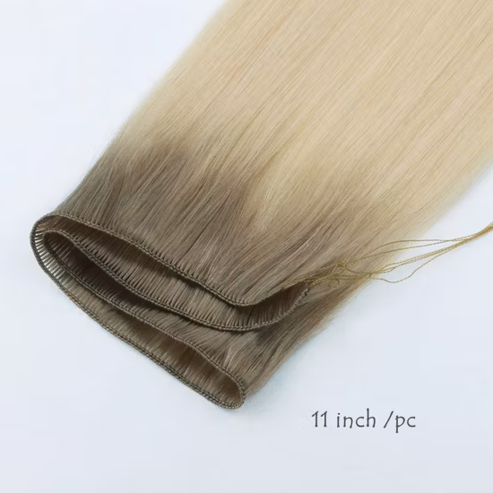100% Human Virgin Remy Hair Extensions Thick End Hand Tied Weft Double Drawn Handtied