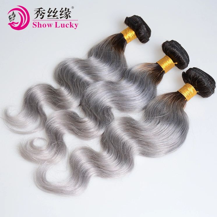 New Arrival Grade 8A Ombre 1b/Grey Indian Virgin Hair Body Wave Cheap Human Hair Bundles in Stock