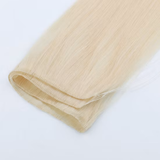 100% Human Virgin Remy Hair Extensions Thick End Hand Tied Weft Double Drawn Handtied