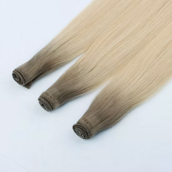 100 % Echthaarverlängerungen aus reinem Remy-Echthaar, dickes Ende, handgebundener Schuss, doppelt gezeichnet, handgebunden